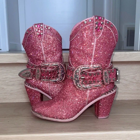 Pink Rhinestone Western Boots - Picture 1 of 8